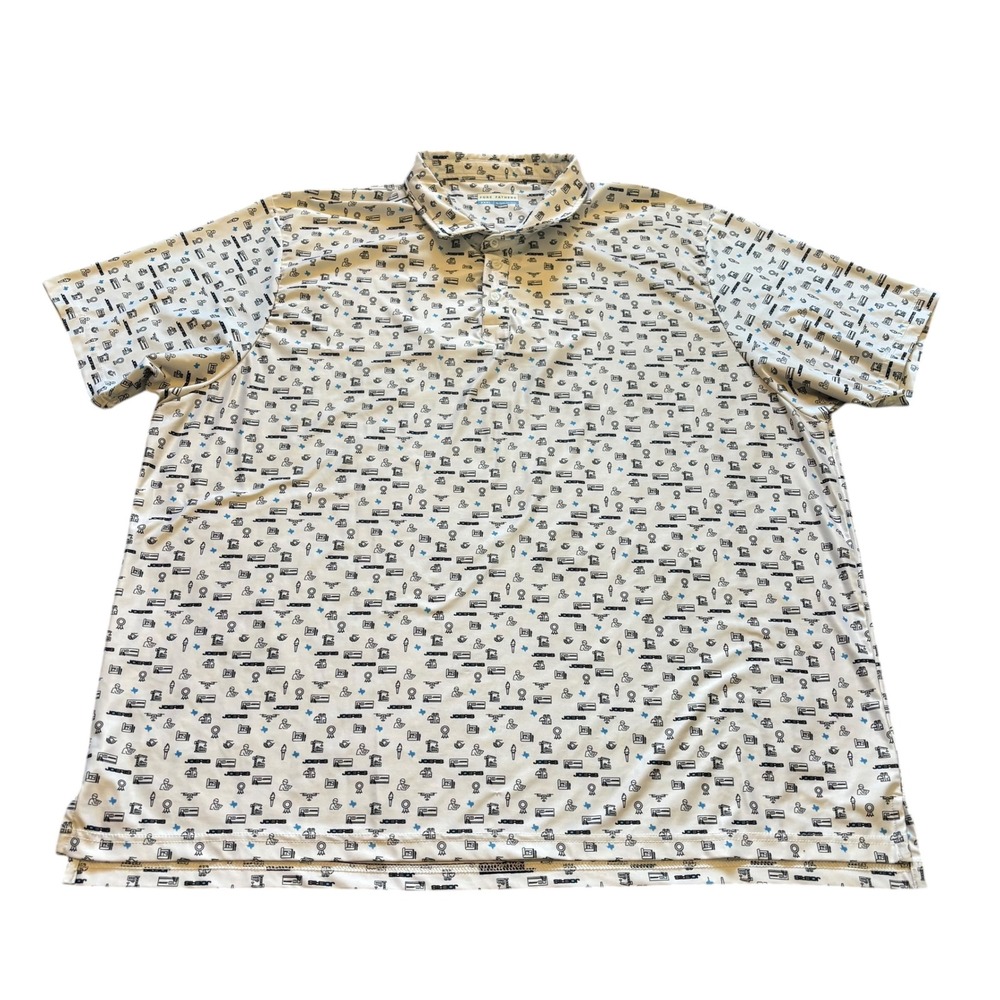 Fore Fathers Joeris‎ Construction Novelty Print Polo Shirt Mens XXXL White Blue